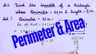 📚Perimeter and area class 5  Find the breadth  Area and perimeter class 4 [upl. by Kreit]