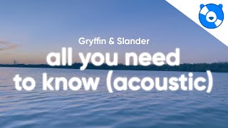 Gryffin amp Slander  All You Need To Know Acoustic Lyrics feat Calle Lehmann [upl. by Thamora957]