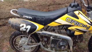 Orion 70cc Pit Bike 18°F cold startFirst Kick [upl. by Onfroi]