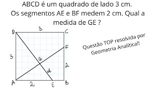 Comprimento de um segmento de retas que se cruzam dentro de um quadrado Por Geometria Analítica [upl. by Bachman]