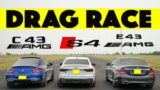 German Fight Audi S4 faces Mercedes C43 and Mercedes E43 AMG Drag and Roll Race [upl. by Dnumyar]