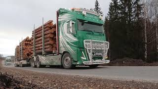 Volvo and Scania Timber Truck Landöns Åkeri Offerdal [upl. by Hanavas]