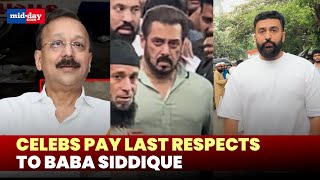 Baba Siddique’s Death Salman Khan and others visit the late NCP leaders residence [upl. by Alleuqcaj]