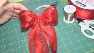 How to Make an Easy Bow for a gift or Christmas tree  step by step instructions [upl. by Ahselet]