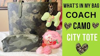 💚WHATS IN MY BAG Coach Camo City Tote Handbag 💕 whatsinmybag coach [upl. by Adiana]