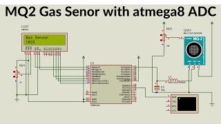 How to use mq gas sensor with atmega8 using ADC  Proteus Simulation [upl. by Enyrat]