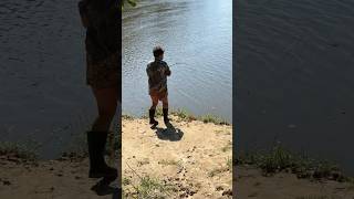 Parker reeling in a catfish this morning fishing fishingvideo catfish [upl. by Eimmac]