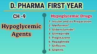 Hypoglycemic AgentsPharmaceutical chemistryCH9DPharmFirst year [upl. by Elokkin]