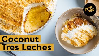 Coconut Tres Leches Cake Recipe Cheat Your Way to It Using Boxed Mix  Pepperph [upl. by Rotceh]