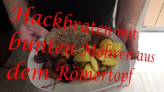 Hackbraten mit bunten Möhren aus dem Römertopf  Der Grilljunky 694 [upl. by Elehcar]