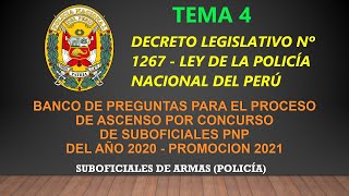 EXAMEN DE ASCENSO PNP 2020SUBOFICIALES DE ARMAS 4 DL 1267 LEY DE LA POLICÍA NACIONAL DEL PERÚ [upl. by Roshelle]