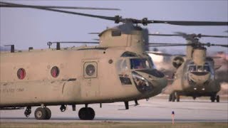 Five CH47F Chinooks Take Off From Cleveland [upl. by Asteria]