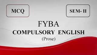 MCQ  FYBA  Semester 2  Compulsory English [upl. by Emiolhs998]