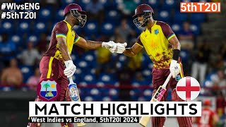 West Indies vs England 5th T20 Full Highlights 2024  West Indies vs England 5th T20 2024 Highlights [upl. by Arbmahs161]