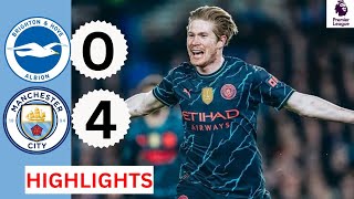 🔵WHAT A HEADERBrighton vs Manchester City 04 HIGHLIGHTSKevin De BruynePhil Foden amp Alvarez Goals [upl. by Loux]