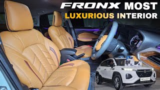 BEST INTERIOR MODIFICATION OF FRONX WITH HIDDEN AMBIENT LIGHT TOP GEAR SEATS ampWOODEN STYLING KIT [upl. by Ettena604]