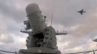 Navy CIWS Gun System Locks Onto Incoming Aircraft [upl. by Aldred]