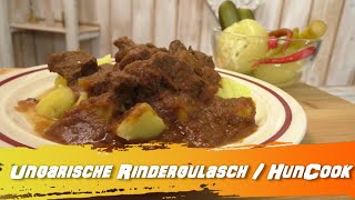 Ungarisches Rindergulasch mit Rotwein  klassisch und traditionell  Vörösboros marhapörkölt [upl. by Nies655]