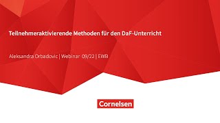 Webinar 0922  EWB  Teilnehmeraktivierende Methoden für den DaFUnterricht [upl. by Hardi]