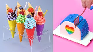 💛💚🤍🧡 Yummy amp Perfect Cake Decorating Tutorials  Most Satisfying Rainbow Cake Decorating Compilation [upl. by Bobbee544]