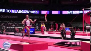 Danell Leyva Vault  2015 World Championships  Podium Training [upl. by Aleunam]