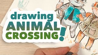 Drawing Animal Crossing Characters Upcrate unboxing amp draw with me [upl. by Einnim907]