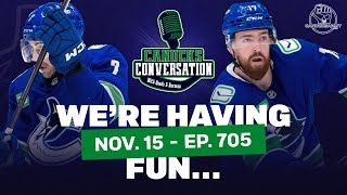 Were having fun  Canucks Conversation Live [upl. by Annawak]