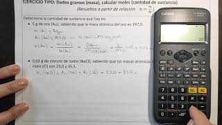 Mol y Masa Molar Ejercicios Tipo Dados gramos calcular moles Resueltos con la relación nmM [upl. by Dier]