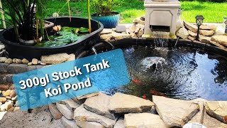 300gl Rubbermaid Stock Tank Koi Pond Drainage Problems backyardoasis backyardpond koifish [upl. by Wynne]