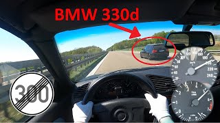 250 kmh   BMW E36 328i NO LIMIT TOP SPEED AUTOBAHN POV [upl. by Pavlish]