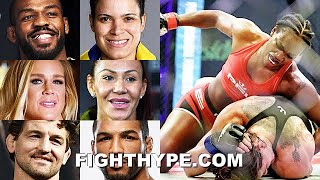 MMA FIGHTERS REACT TO CLARESSA SHIELDS MMA DEBUT WIN JONES NUNES CYBORG HOLM ASKREN amp MORE [upl. by Witcher303]