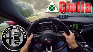 EPIC  2016 Alfa Romeo Giulia Quadrifoglio 0300 kmh POV Autobahn Acceleration TEST ✔ [upl. by Annhej]