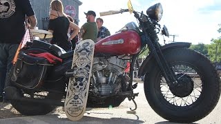 Cycle Source Magazine Ride In Bike Show Broken Spoke Saloon Laconia 2016  Deadbeatcustomscom [upl. by Jerrilee]