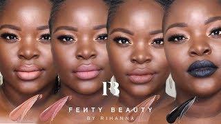 NEW FENTY BEAUTY STUNNA LIP PAINTS REVIEW  SWATCHES on Dark Skin  Le Beat [upl. by Brigitte375]