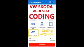 Coding  long coding VW Skoda Audi Seat for 5 EUR  Car Scanner ELM OBD2 app [upl. by Rosanne533]