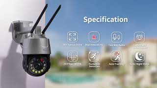 Ctronics 5MP WiFi PTZ Surveillance Camera with 30X Optical Zoom and 50m Color Night Vision [upl. by Rae]