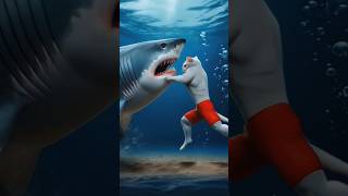 falls overboard 🐱🚨 Dad fights shark to save cat 🦈💥cat shark kitten shorts [upl. by Mylan]