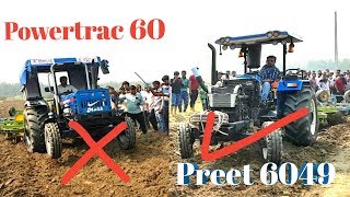 Preet 6049 Vs powertrac euro 60 in bhuakbarpur Harrow competition [upl. by Hapte993]