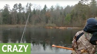 Winter fishing in Canada can be tricky [upl. by Ahsaf]