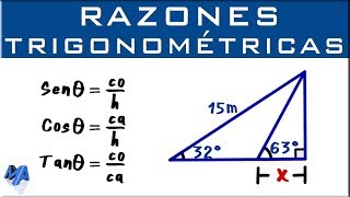 Razones trigonométricas  Aplicación con dos triángulos  Ejemplo 2 [upl. by Randee]