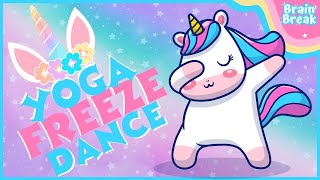 Unicorn Yoga Freeze Dance  Brain Break  Workout for Kids  GoNoodle inspired  Dance Party [upl. by Assyral]