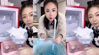 ASMR WHITE ICE EATING  FREEZER FROST EATING AND SCRAPING  FLAVOURED ICE 🧊 [upl. by Lenno]