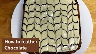 How to feather chocolate  Cake icing techniques for beginners  How do you feather chocolate [upl. by Hadria]