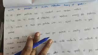 class 11Postulates of kinetic molecular theory of gas explanations in Telugu [upl. by Arhat754]