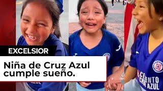 Pequeña aficionada de Cruz Azul cumple su sueño y rompe en llanto [upl. by Nawed]