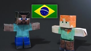 Origami Bonecos Minecraft Steve amp Alex  Instruções em português PT BR [upl. by Adnoral]