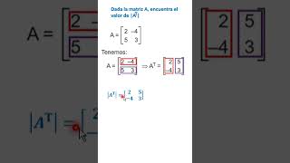 Determinante de la transpuesta de una matiz de 2x2 álgebra habilidadmatematica determinante [upl. by Nagaek]