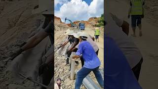 Manual installation process of highway curve safety guardrail construction excavator backfill di [upl. by Ebsen327]