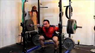 Beltless Paused High Bar Squat 515 lb x 1 1RM [upl. by Tyree]