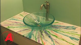 Stunning DIY Bathroom Countertop  Fun Easy amp Inexpensive  Alumilite [upl. by Hevak]